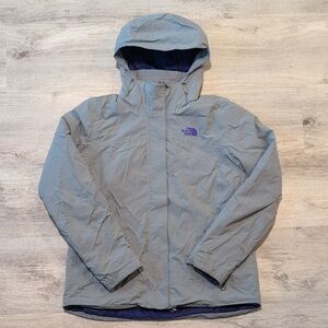 The North Face 3-in-1 Light Gray And Dark Purple Hooded Jacket